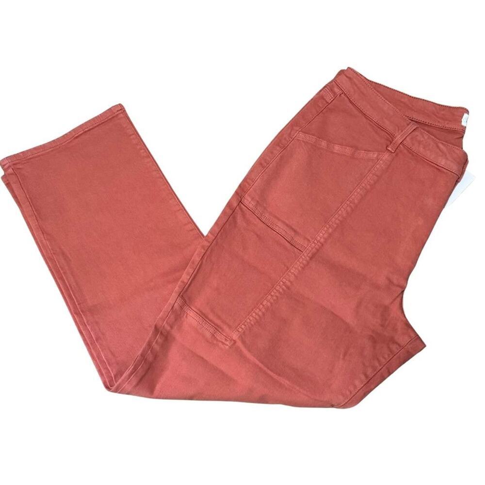 PISTOLA Patch Pocket Button Fly Utility Pants Cropped Red Rock Terracotta NWT 33 - Picture 2 of 6